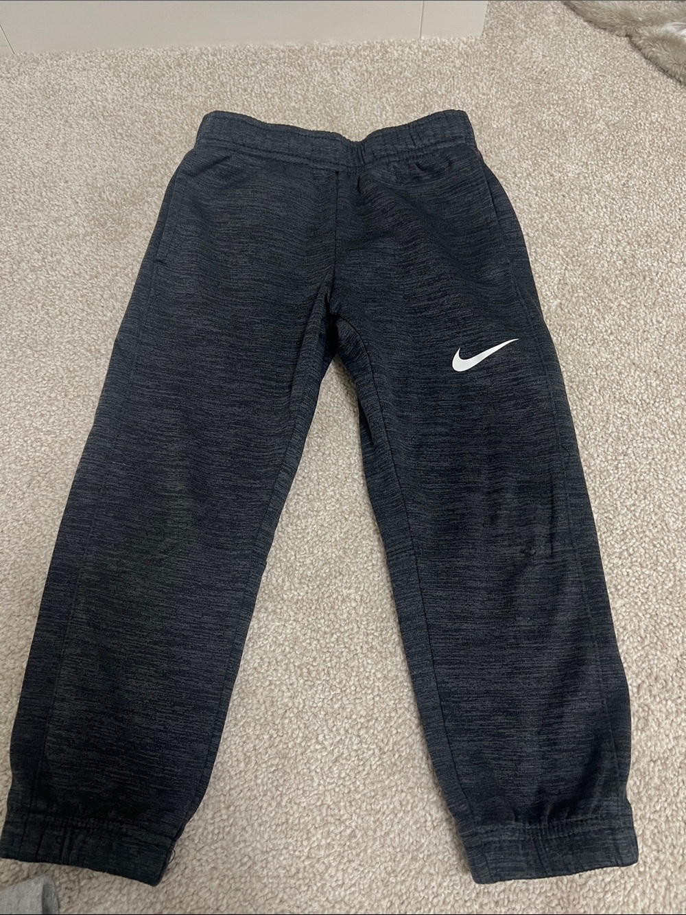 Nike Kids Dri-Fit Dark Gray Jogger Sweatpants with White Swoosh
